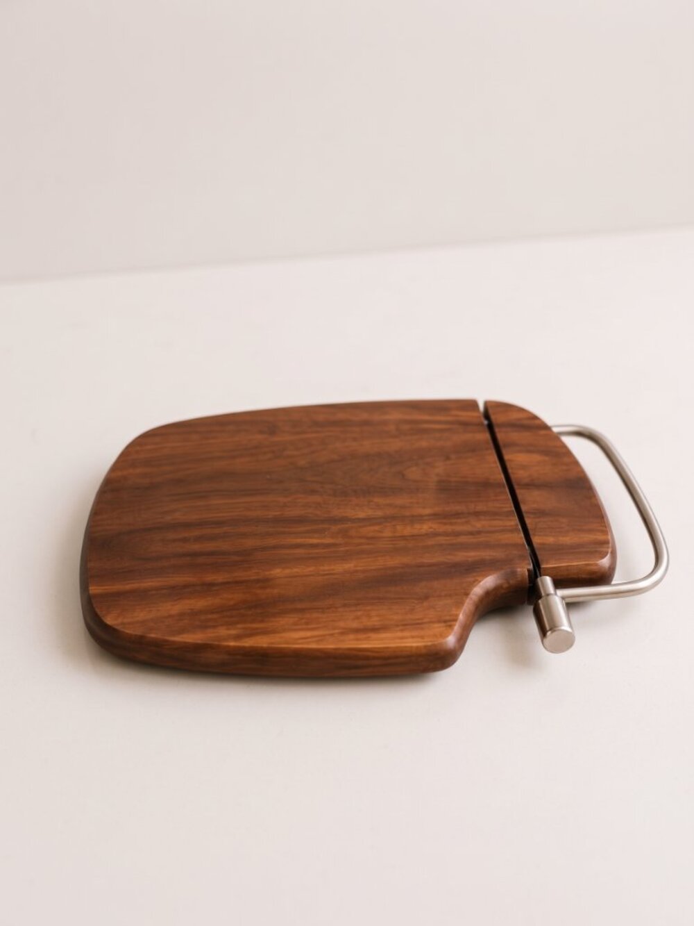 Vintage MCM Solid Walnut Wood Cheese Slicer Board Wire Cutter 11x8